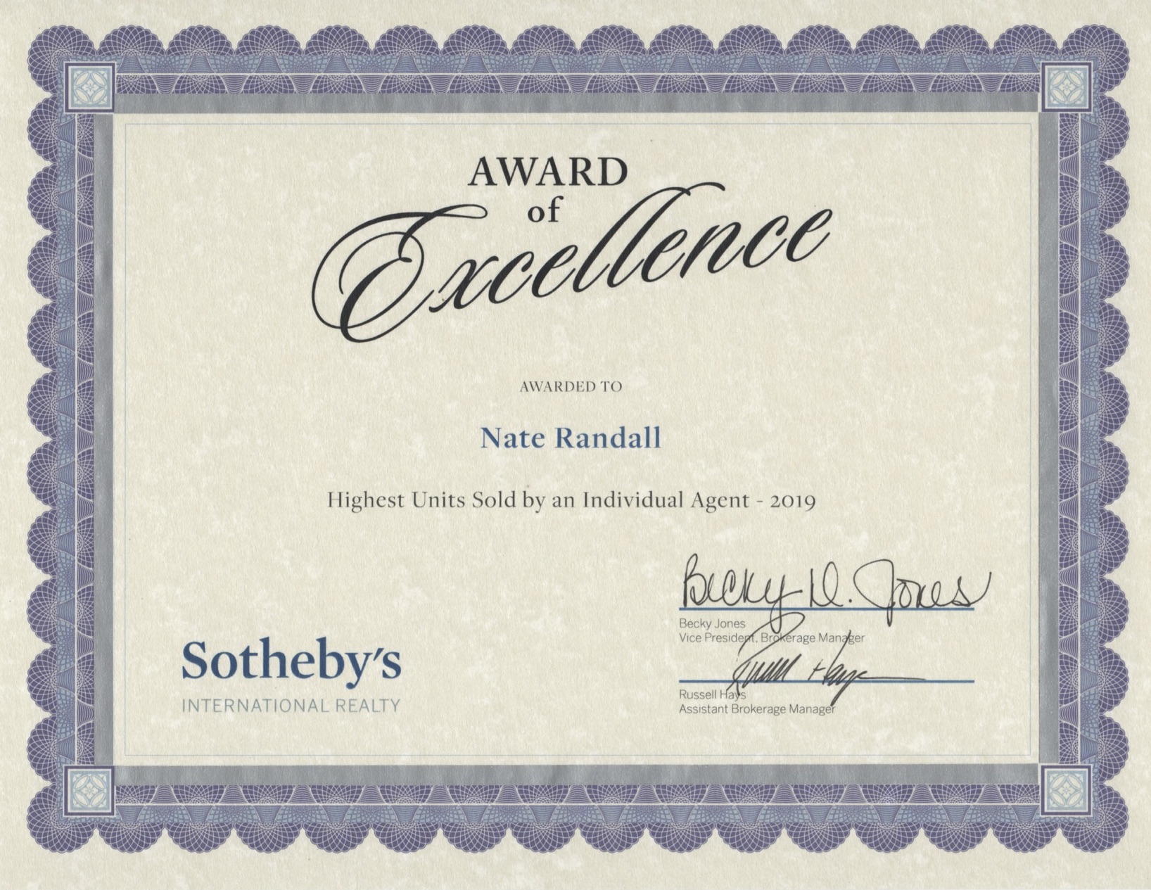 Nate Randall Top Producer IDX Image